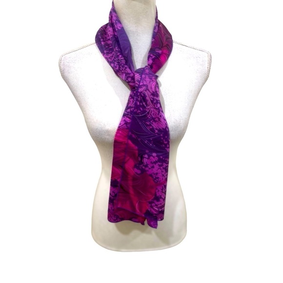 Nwot Chena River hand marbleized silk purple & berry rectangular - Picture 4 of 8